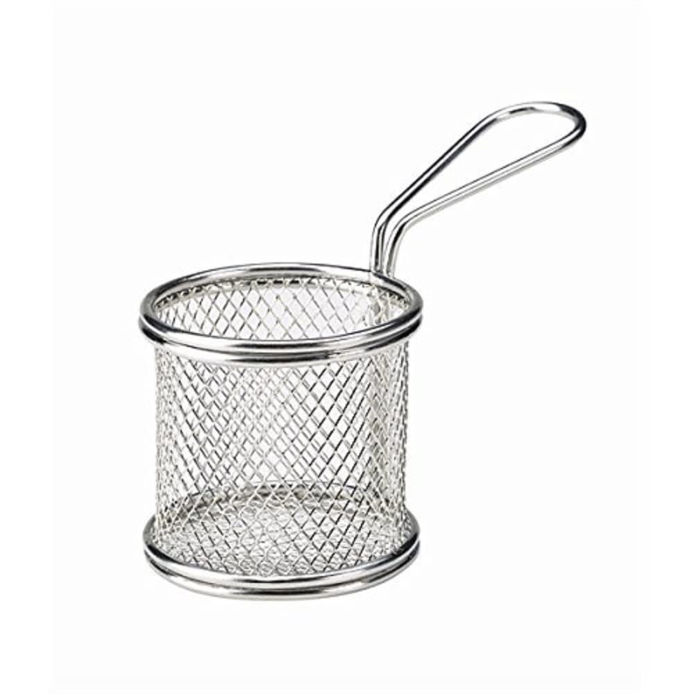 Genware NEV-SVBR08 Serving Fry Basket Round, 8 cm x 7.5 cm