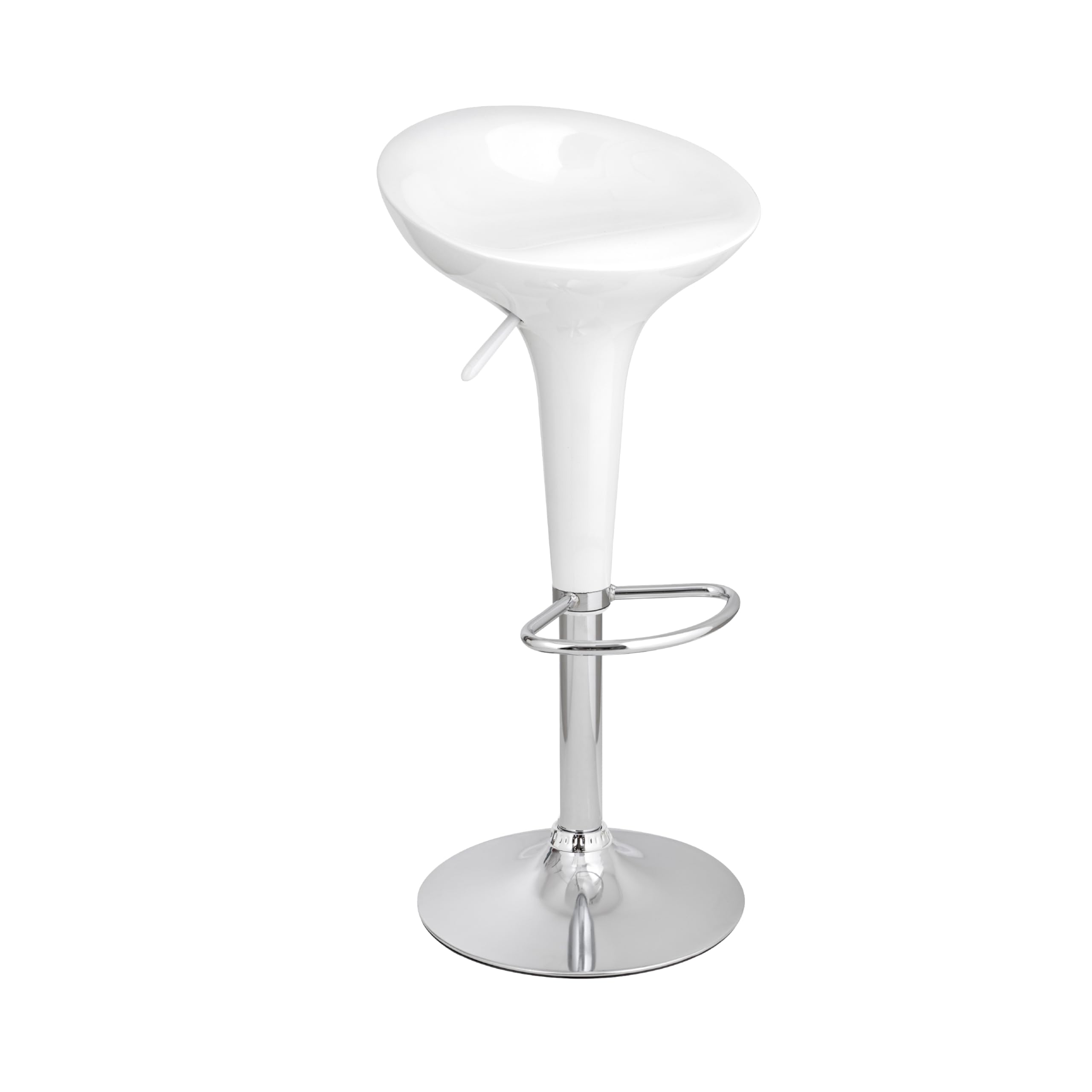Baroni Home Swivel Bar Stool with Adjustable Height, Plastic Seat, Chrome Base with Footrest and Anti-Scratch Bottom, Kitchen Stool and Peninsula, 40 x 45 x 59-79 cm, White 1 Piece