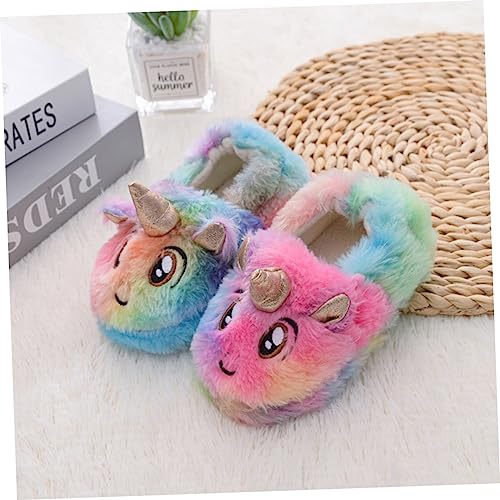 Boy Girl Unicorn Slippers Boy Girl's Cartoon Fluffy Cotton Slippers Indoor Non-slip Sandals4