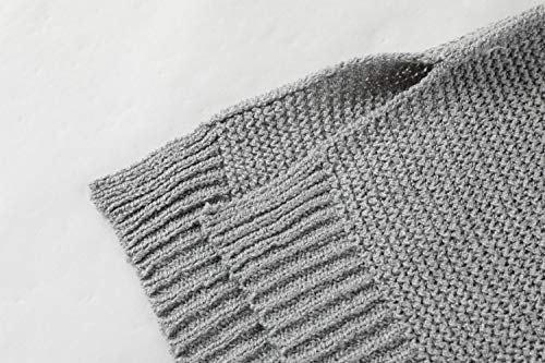 Image of Women's Off Shoulder Knit Sweaters Oversized V Neck Long Sleeve Loose Lightweight Pullover Tops