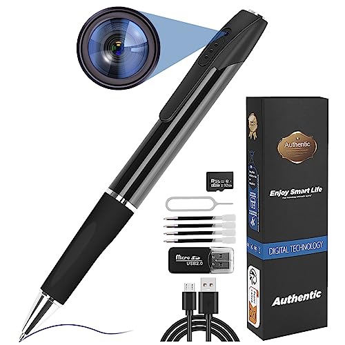 FINSUI Caméra Espion Caméra Cachée Stylo 1080P Mini Caméra de Poche avec Carte SD 32 Go Caméra...