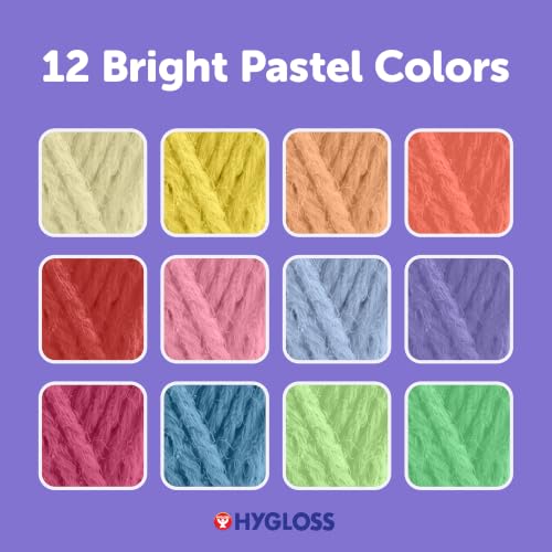 Image of Hygloss Pastel Acrylic Yarn for Crocheting & Hand Knitting - Set of 24