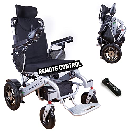 Culver Mobility Shawk Electric Wheelchair for Adults, All Terrain Lightweight Foldable Wheelchairs,Power Motorized Electric Wheel Chair, Comfortable Remote Control Mobility Aid (Gray)
