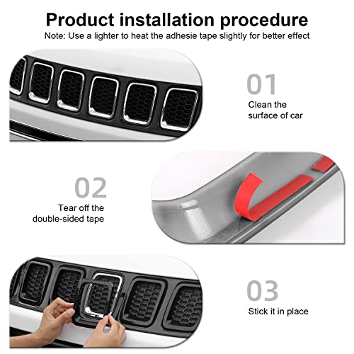 Image of CheroCar Grille Inserts ABS Front Grill Cover Guard Exterior Accessories for Jeep Compass 2017-2020,Black