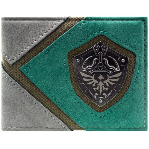 Zelda Twilight Princess Link Postura del Escudo Hylian Billetera/Cartera Doble ID & Porta-Tarjetas, Verde