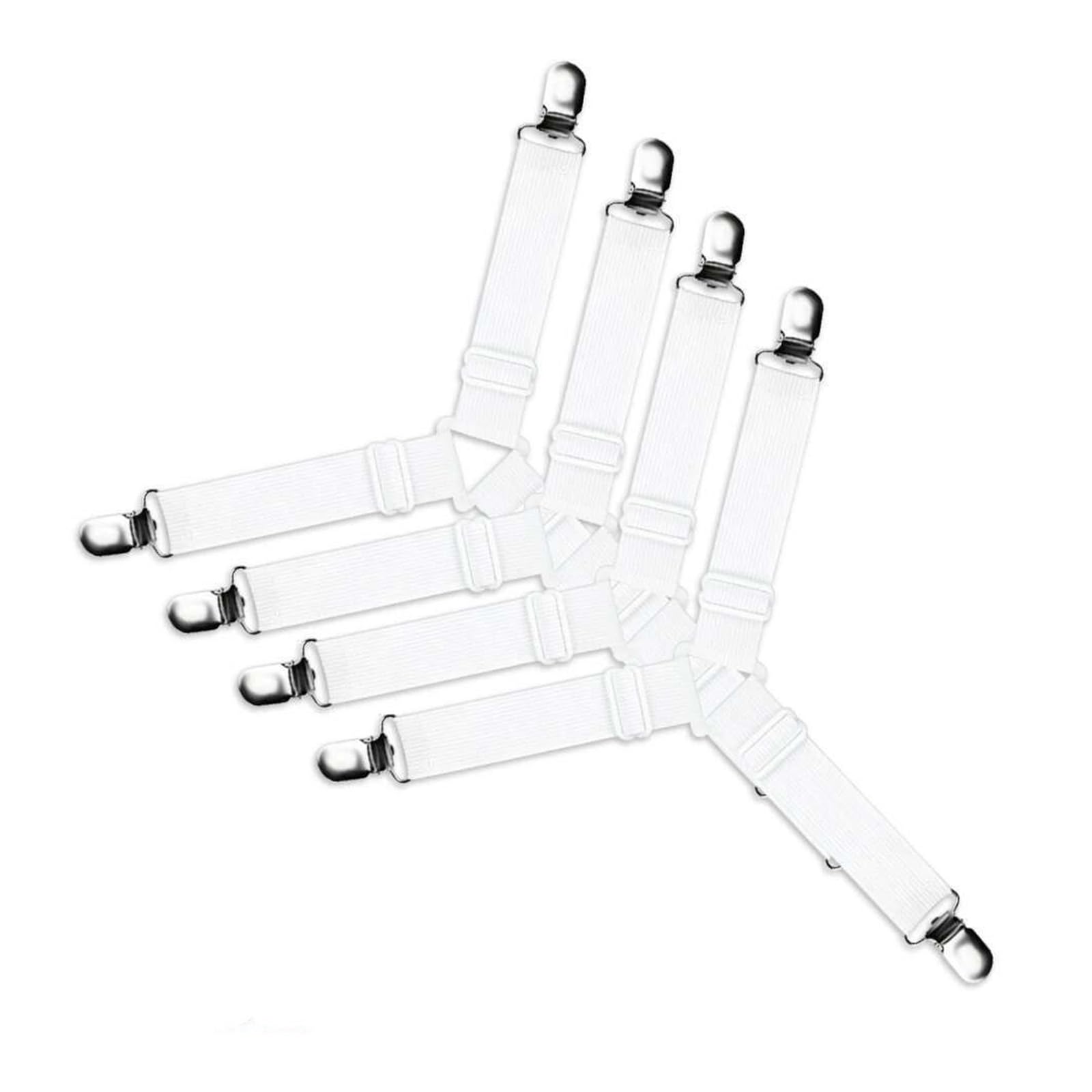 PFMSAAF bed sheet clips 4Pcs/Set Adjustable Bed Sheet Grippers Belt Fastener Clips Mattress Cover Blankets Quilt Holder Organize Gadgets for bed(4pcs white)