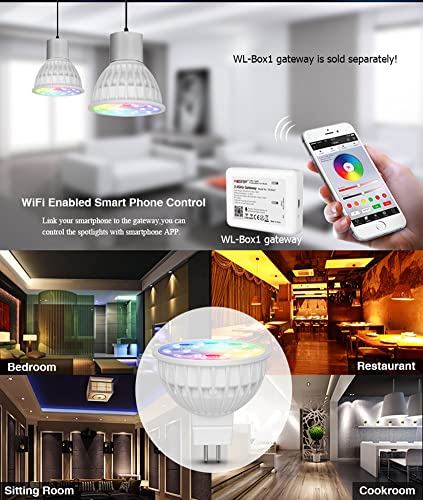 LGIDTECH FUT104 Miboxer 4W MR16 Led 2.4GHz Bulb Spotlight GU5.3 Socket AC/DC 12V RGB+CCT Color and Temperature Changeable Dimmable,But Single Bulb Wouldn't Work.Controller and Hub is Sold Separately - Image 4