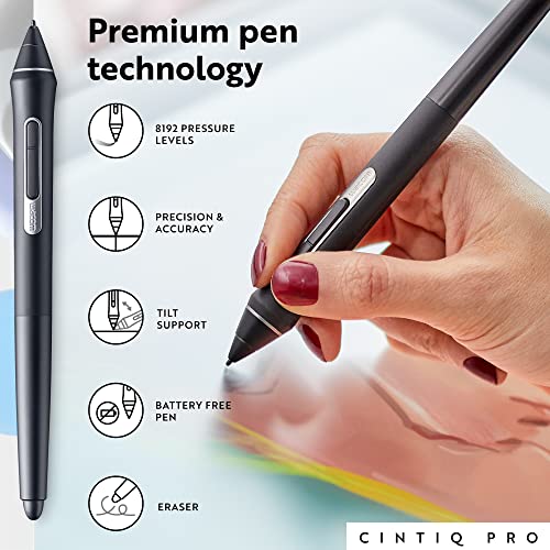 Image of Wacom DTK2420K0 Cintiq Pro 24 Creative Pen Display - 4K Graphic Drawing Monitor with 8192 Pen Pressure and 99% Adobe RGB, Black | 23.6 4K Ips Display, 8192 Pressure Levels, 99% Adobe Rgb, Expresskey Remote, USB-C and HDMI and Dp