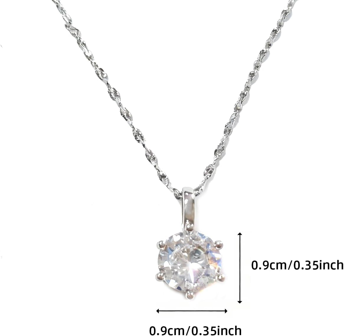 14K White Gold Plated Cubic Zirconia Necklace for Women Choker Imitation Diamond Pendant Fashion Pendant Chain Necklace Women Jewelry Gift Birthday Gifts - Image 5
