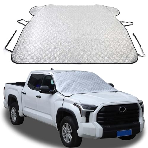 Image of Car Windshield Snow Cover for Toyota Tundra 2022-2024 2025, for 4 Layers Protection, Frost Ice Removal Sun Shade for Winter Protection, Extra Large and Thick Windshield Ice Cover Fits for Trucks