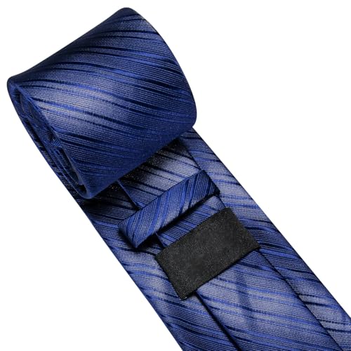 Image of Dubulle Mens Paisley Striped Tie Woven Necktie for Men and Handkerchief Cufflinks Set Wedding Formal Business