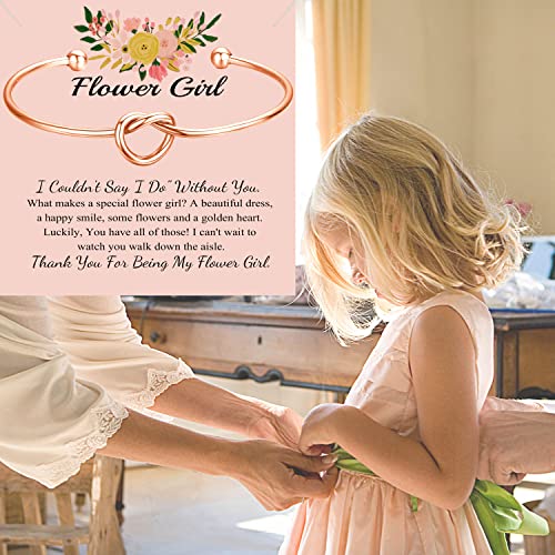 Image of WSNANG Flower Gift Tie The Love Knot Bridesmaid Bracelet Wedding Party Gift for Flower With Message Card (Flower C-Knot RG)