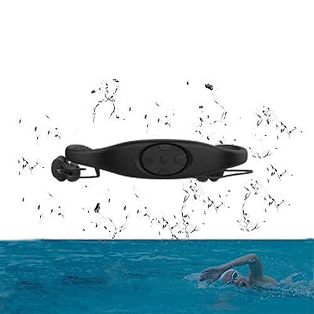 Lecteur de Musique pour Casque MP3 étanche, chaîne stéréo HiFi à mémoire de 8 Go, Radio FM, écouteurs Bluetooth pour la Natation, Le Surf, la Course à Pied, Les Sports, Un Design primé (Noir)