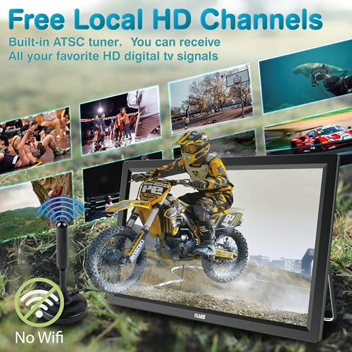 Image of 14inch Portable TV with Digital Tuner,Battery Operated TV with ATSC /HDMI /USB /SD Card Input,Built-in 12v Car Charger for Camping,Travel,Emergency