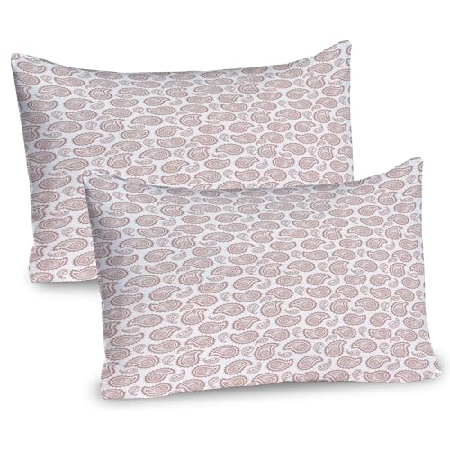 Ambesonne Brown Paisley Pillow Sham Set of 2, Continuous Almond Inspired Oriental Motifs Traditional Fashion Print, Quality Microfiber Bedding Item for All Seasons, 26