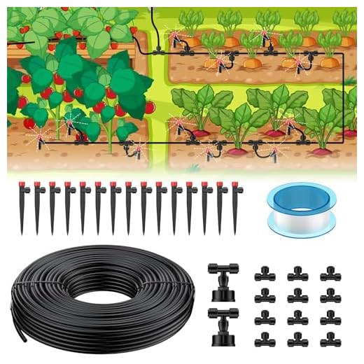 Pawfly 50ft Drip Irrigation System Kit - Quick-Connect Garden Watering System with 1/4" Tubing, Adjustable Emitters & Drip Irrigation Parts for Greenhouse, Lawn, Patio & Raised Beds