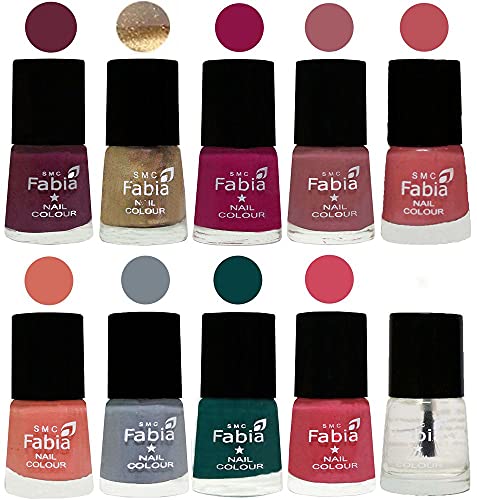 Image of ALL IN ONE (PACK OF 10), Long Lasting Glossy Nail Polish, 6 ml Each, All Vibrant Colours,01906