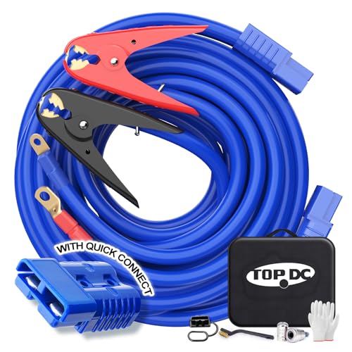 TOPDC Jumper Cables,1 Gauge 30 Feet 800A Booster Cables with UL-Listed Clamps, Heavy Duty Automotive Quick Connect Booster Cables for Car, SUV and Trucks with Carry Bag 1 Gauge, (30FT) Ander