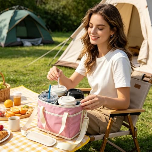 Bolsa térmica para bebidas compartimentada para camping y oficina 2