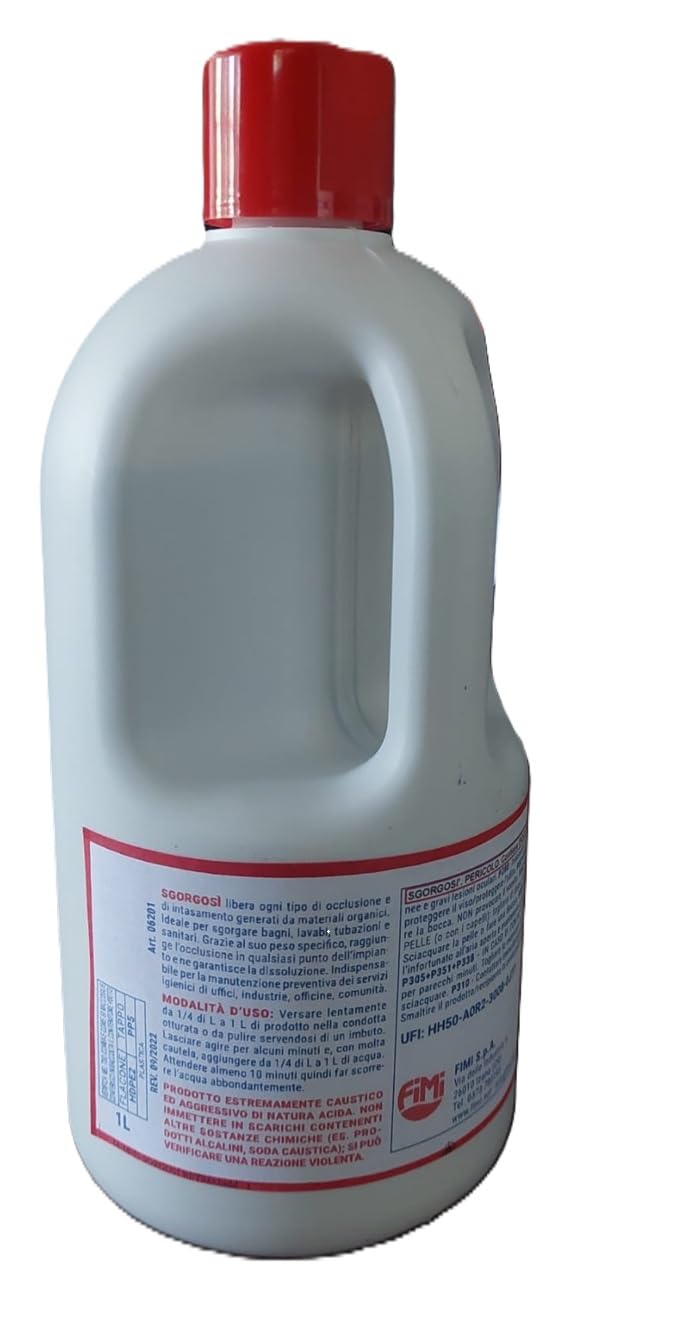 LT. 4 DISOTTURANTE Disgorgante Scarichi Professionale, Sgorgante WC Lavandino Doccia, Sturatubi Scioglie residui di Capelli, Grasso, sapone ed altro organico. Azione Rapida +IMBUTO OMAGGIO