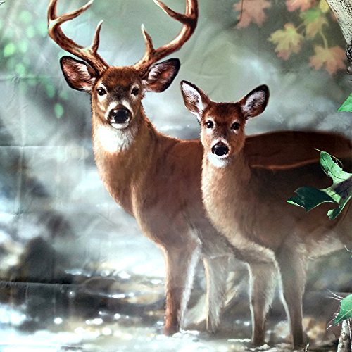 Kotom Tanstan Deer Decor,Waterproof Fabric Elk Foggy Forest Shower Curtain, Hooks Included, 71X71 Inch #TOP3