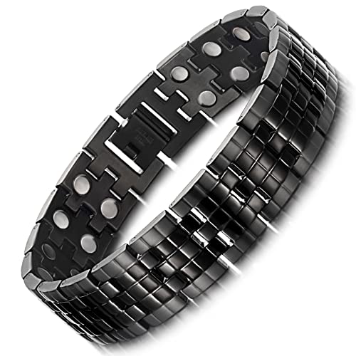 Pulsera magnética para aliviar el dolor de túnel carpiano en hombres con kit de ajuste negro