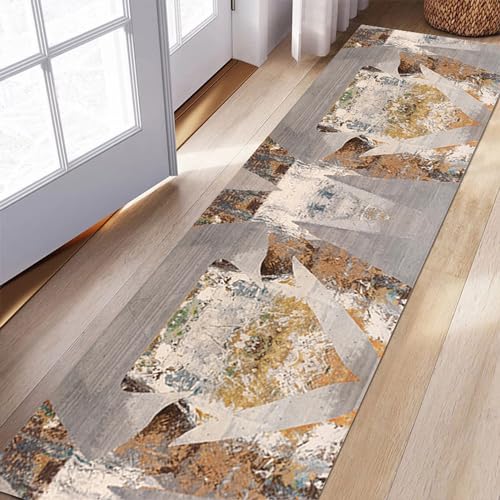 Tapis de couloir antidérapant marron clair 40x60 cm pour entrée et cuisine