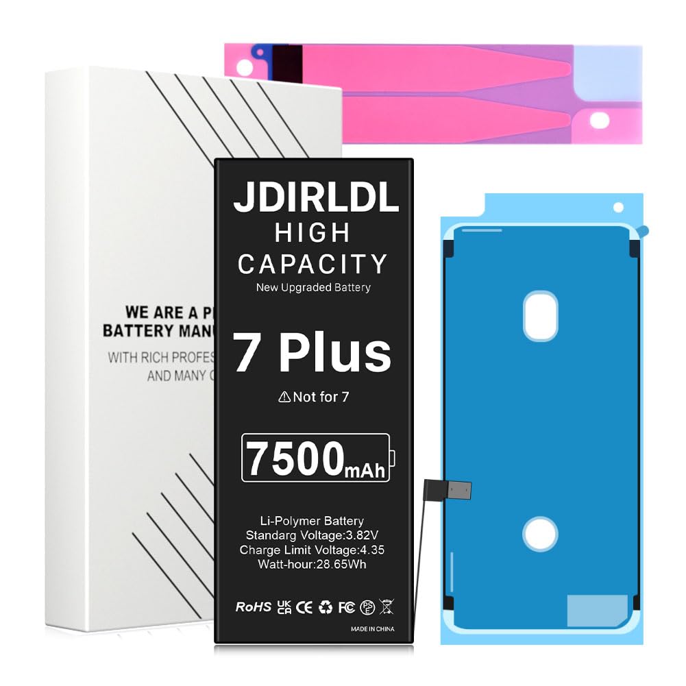 [7500mAh] Battery for iPhone 7 Plus, JDORLDL 2024 New 0 Cycle High Capacity Replacement Battery for iPhone 7 Plus Models A1661/A1784/A1785 with Adhesive (No Tool)