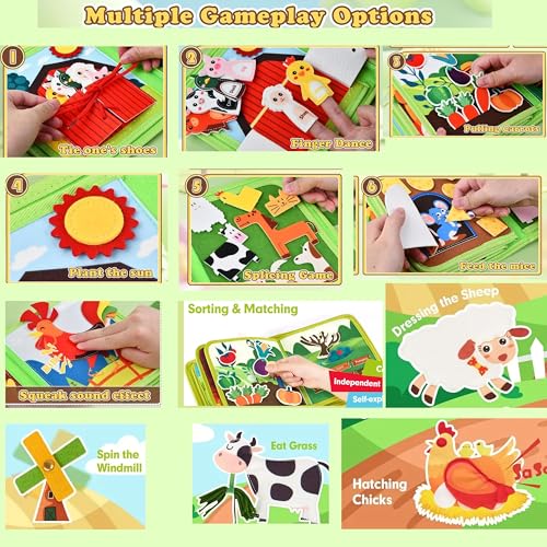 Image of 12 in 1 Toddler Busy Binder & Busy Book for Toddlers 1-3, Montessori Busy Board & Activity Book for Kids 2-4, Engaging Toys for 2-3, Educational Busy Book for Learning