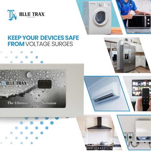 Image of BLUETRAX 1 KVA 800W Voltage Stabilizer | 70V-300V | Automatic Table Top Digital | for Washing Machine & Refrigerator 165-400L | ISI Certified |10 Years Warranty