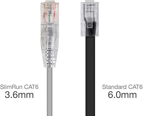 Miniatura 2 de Monoprice Cable de conexión a nivel de componente gris Cat6 de 1 pie UTP 28AWG 550MHz de cobre puro sin enganches RJ45 SlimRun Series Cable Ethernet