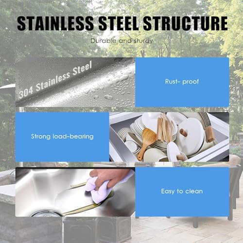 Freestanding Utility Sink,Outdoor Sink Set,Stainless Steel Sink,Outdoor Stainless Steel Free Standing Commercial Kitchen Sink Laundry Room Utility Sink Set (