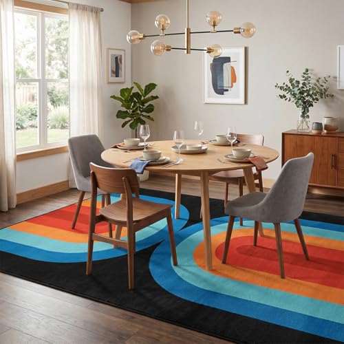 Tapete lavable azul 6x9 ultra fino suave Boho miniatura 4