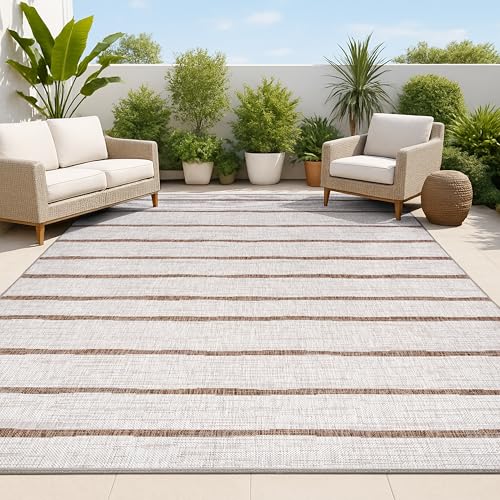 JONATHAN Y Berber Stripe Indoor Outdoor Area Rug 3X5 Beige/Brown,