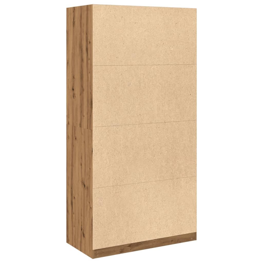 Szafa na ubrania z dębu Artisan 100 x 50 x 200 cm, materiał drewnopochodny z 4 półkami, miejscem do przechowywania, drzwiami obrotowymi i przesuwnymi, idealna do sypialni, przedpokoju i