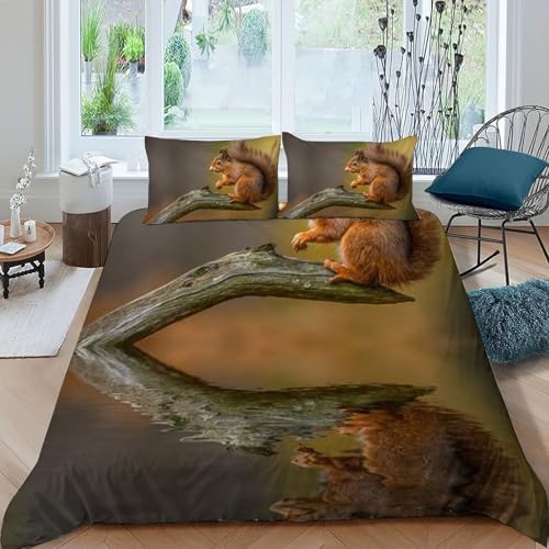 Housse de couette écureuil microfibre douce parure lit double supérieure pour enfant - 3