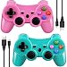 Double Vibrating Wireless Controller for PS3 With Charge Cable (Green+Pink)