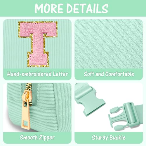 Image of Gitus 10 11 12 13 14 15 16 Year Old Girl Gifts Personalized Birthday Gifts for Women Daughter Sister Her Initial Belt Bag Fanny Pack Crossbody Bags for Teen Girl Gifts Trendy Stuff (Mint Green-T)