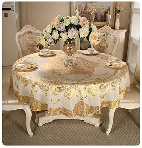 Round Tablecloth Luxury Bronzing Plastic Table Cover Water Resistance OilProof AntiScald PVC Dining Room Tables Gab for