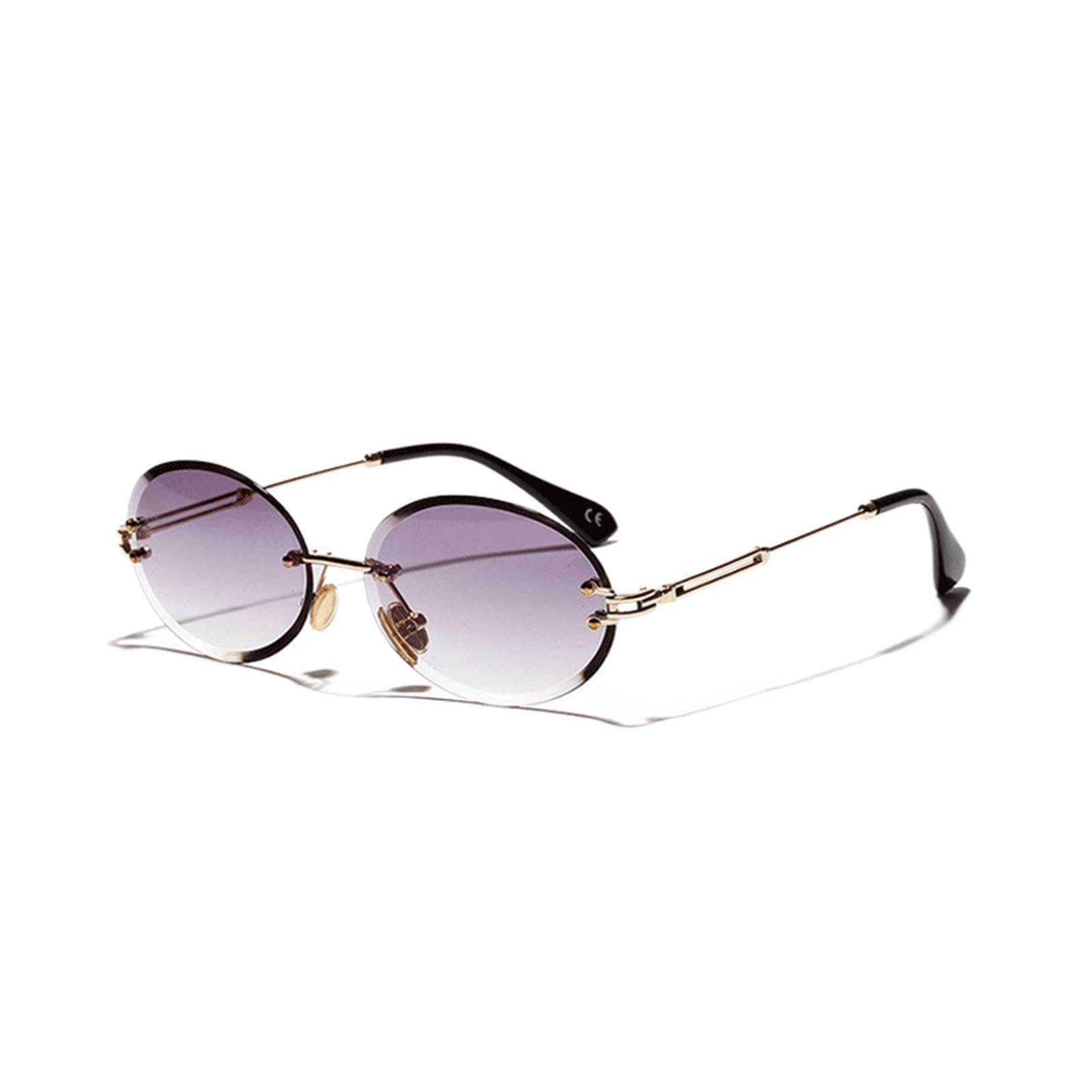 Gafas de sol con protección UV400 | Lentes ovalados degradados de metal | Para mujeres, hombres, deportes al aire libre y conducción