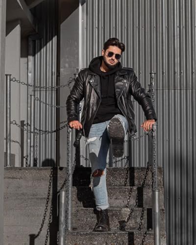 Image of Decrum Mens Leather Jacket - Real Lambskin Asymmetrical Casual Leather Jackets for Men