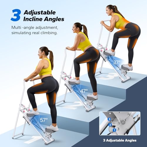 Image of MERACH Stair Stepper for Home Gym Exercise, New Version Stairmaster for Full-Body Workout, Compact Folding Stair Climber with Extended Step Range, Adjustable Handlebar /Pedal