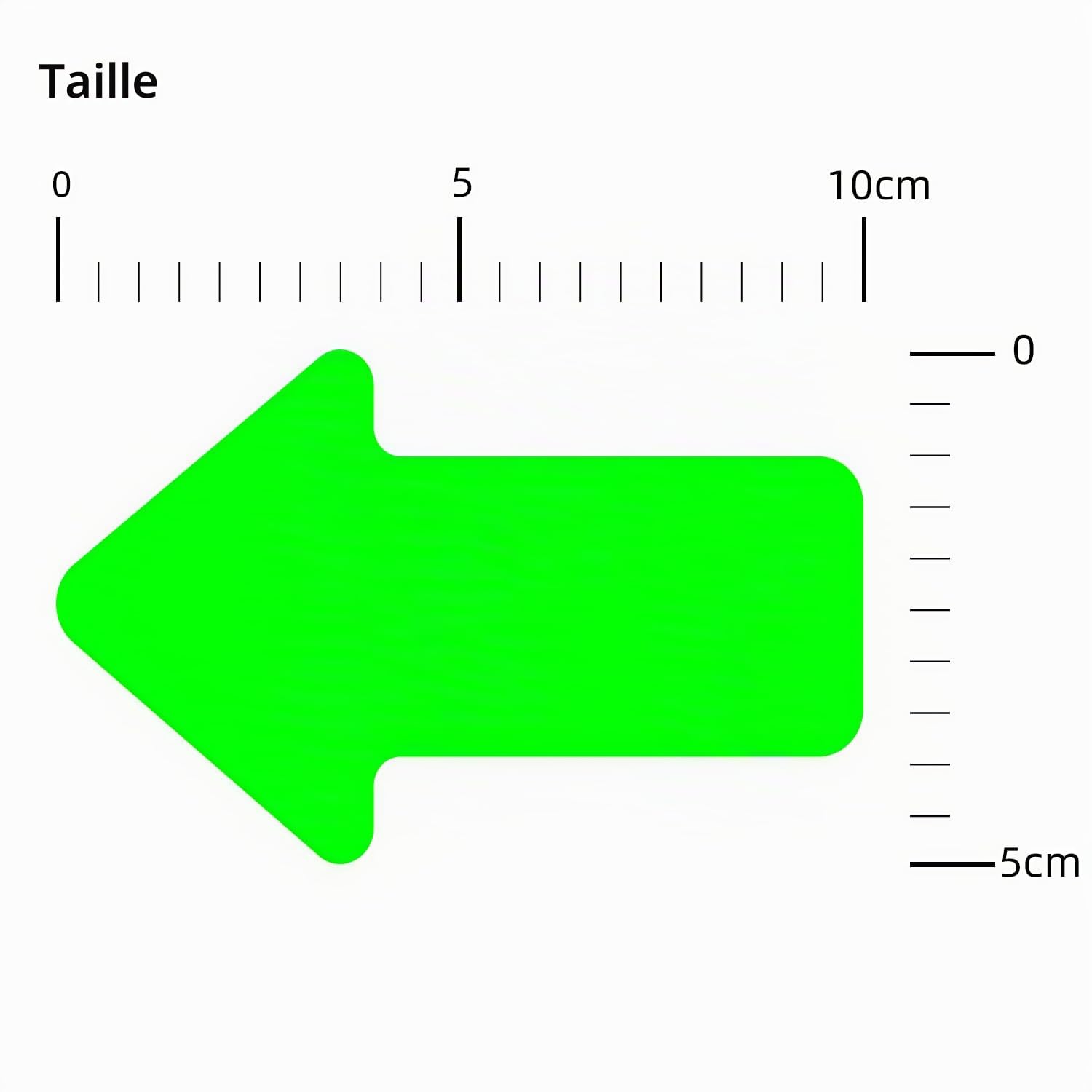 Lot de 200 flèches autocollantes - 5 x 10 cm - Flèches - Marquage de sol - Autocollants - Résistant aux intempéries - Vert fluorescent