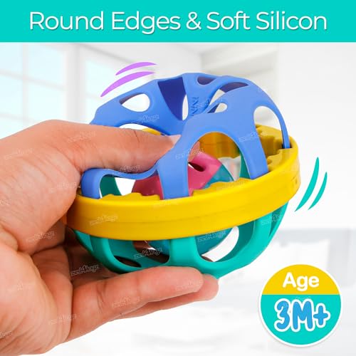 Image of Zest 4 Toyz Baby Rattles Set 6 Pcs 0-6 Months BPA Free Soft Rattling Sound | Fun Colours Non Toxic Toy for Babies | Multi-Colored with Tethers | New Born | Toy Gift Set (Made in India) Pack 4