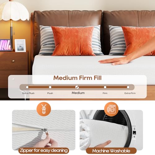 Image of FDW 8 Inch Queen Mattress, Medium Firm Base Foam, Breathable & Comfortable with Removable Washable Zipper Cover, Bed in a Box, CertiPUR-US Certified, White