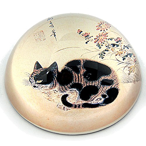 Parastone Black And Tabby Cat Korean Drawing Glass Dome Paper Weight Paperweight Pbye1 #TOP15