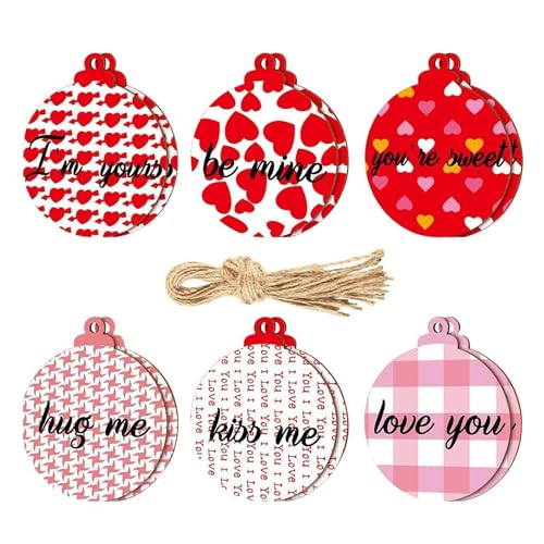 Adornos de madera de San Valentín,adornos de árbol de madera para San Valentín | Decoraciones de árbol de madera para San Valentín, 12 piezas, Exquisitas decoraciones festivas para salón, cham