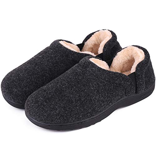 LongBay Men's Cozy Memory Foam Slippers Comfy House Shoes (Medium / 9-10, Black)