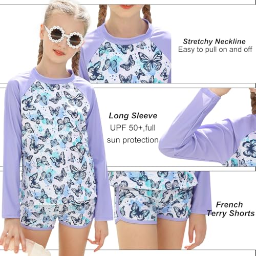 Vogseek Girls Rash Guard Two Pieces Swimsuit Long Sleeve Bathing Suit for 3-10 Years4