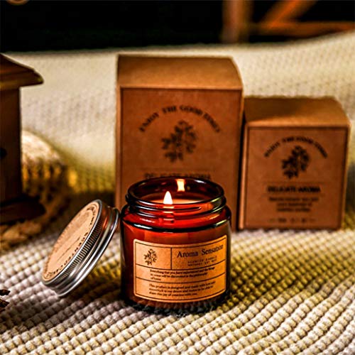Preisvergleich Produktbild Luccase Duftkerzen 6x6,5cm Glas Sojawachs Duftkerzen mit Baumwolle Kerzenständerkern 20h Brenndauer Kerzen Geschenkset Natürliche Aromatherapie Kerzen (B)